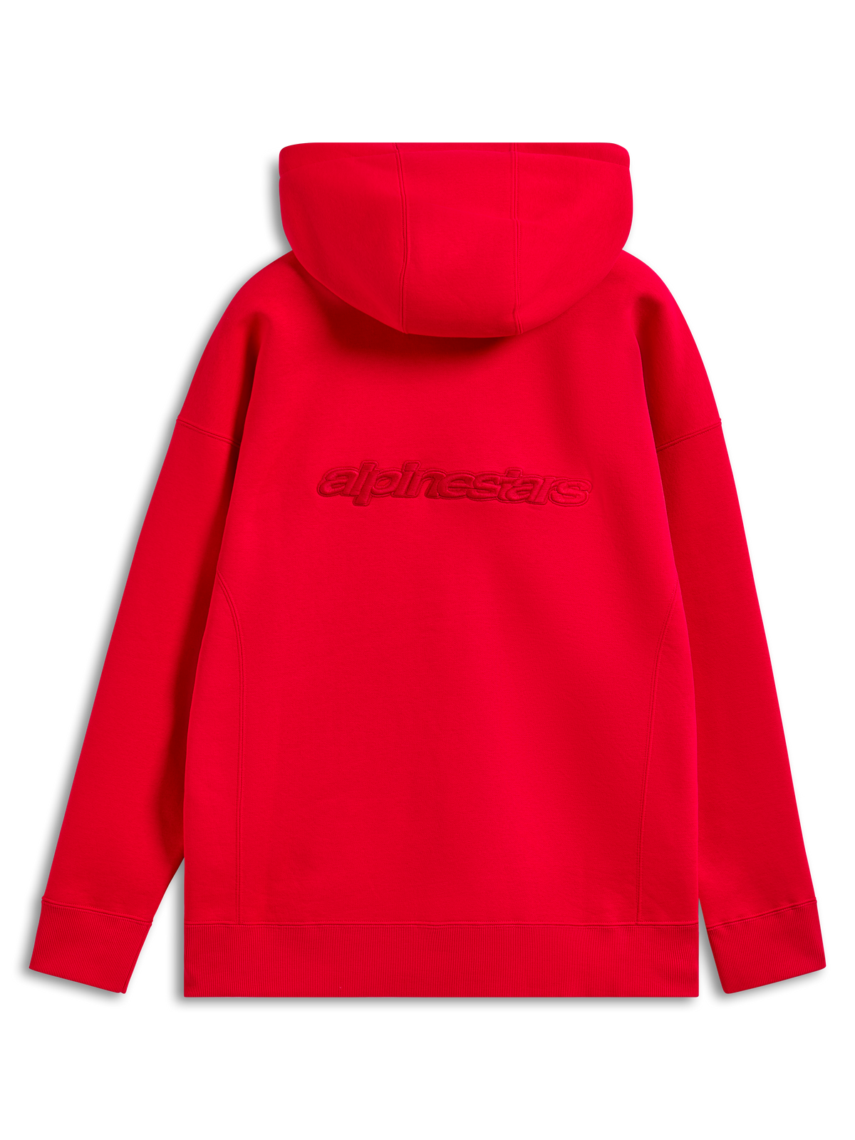 Alpinestars Emergent Oversized Hoodie, Red, back view featuring tonal Alpinestars word logo embroidery across the back, oversized fit with ribbed cuffs and hem, casual motorsport streetwear