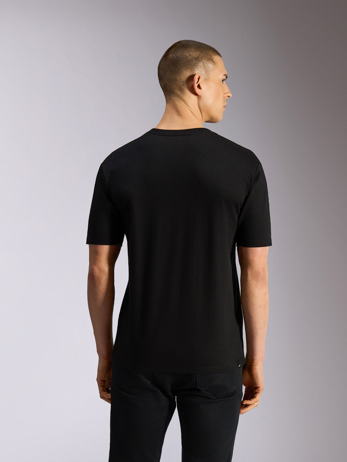 Alpinestars MX CSF Tee, Short Sleeve T-Shirt, Black, Back View, worn by a model, casual motorsport-inspired design