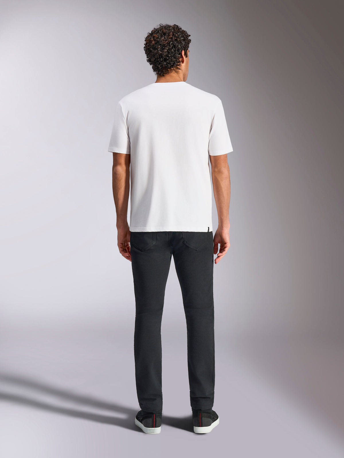 Alpinestars Plate CSF Tee, Short Sleeve T-Shirt, White, Rear view on model, paired with black pants, casual motorsport streetwear