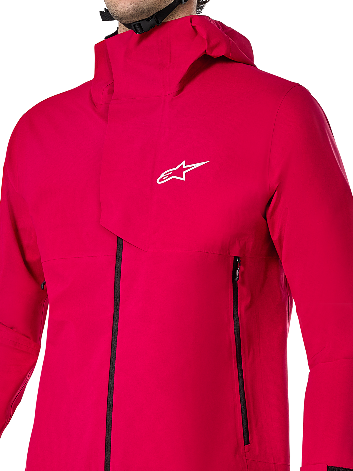 Alpinestars A-Dura Elite Waterproof Jacket, MTB Rain Jacket, Red Fluo, technical 3-layer ripstop construction with over-the-helmet hood and front storm flap, high-performance cycling gear for all-weather trail riding