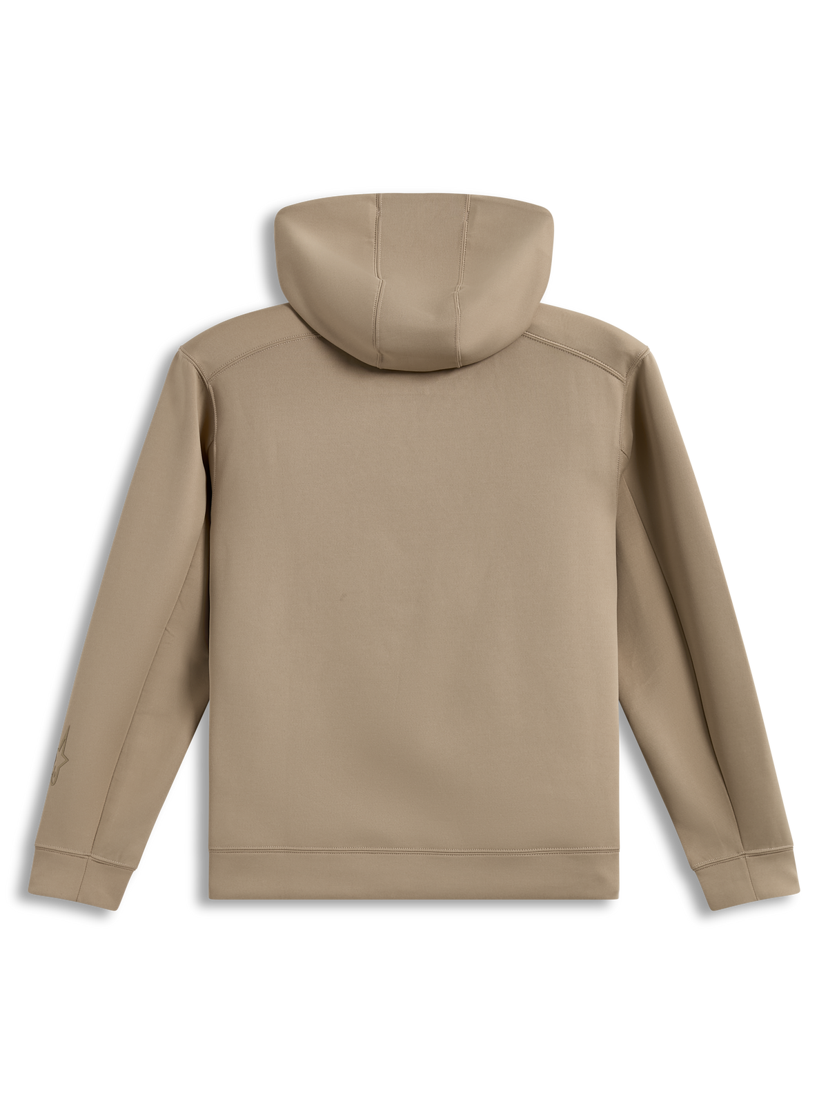 Alpinestars Datrix Hoodie, Sportswear Pullover, Putty Tan, Tri-Blend Fleece with mesh-lined hood, back view.