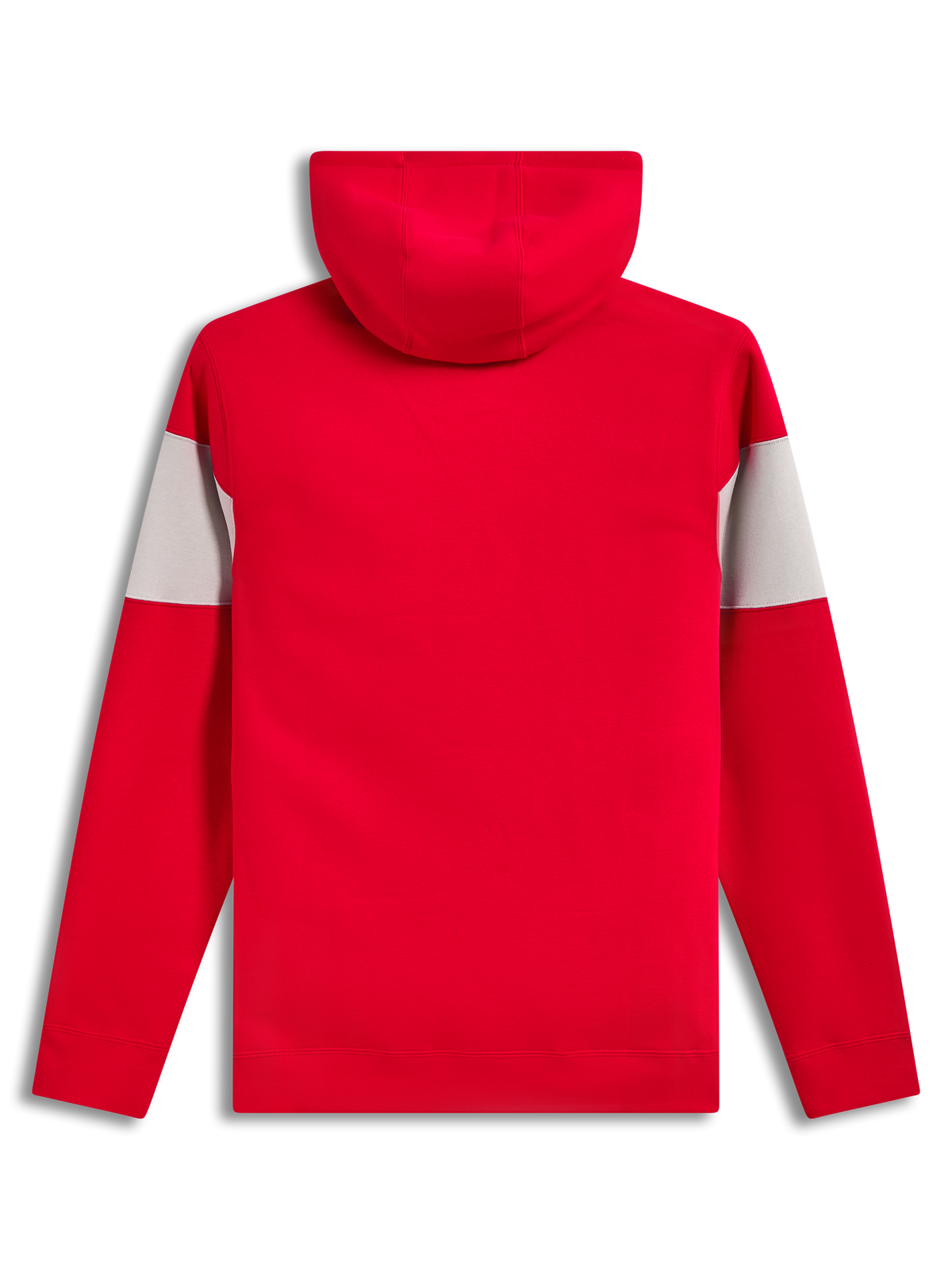 Alpinestars Cubic Hoodie, red and cement grey unisex sportswear pullover fleece, back view with color-blocked sleeves.