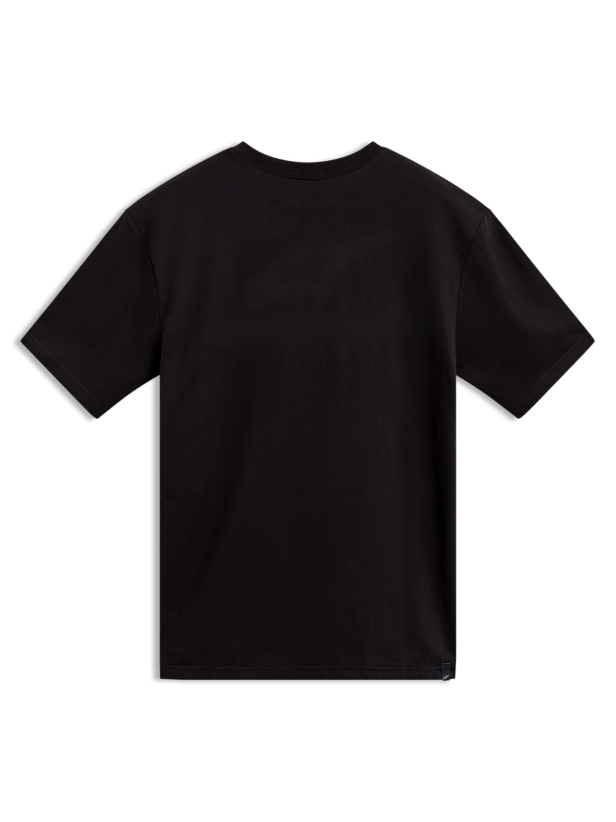 Alpinestars Cypress CSF Short Sleeve Tee, black sportswear t-shirt, back view with small hem logo detail.