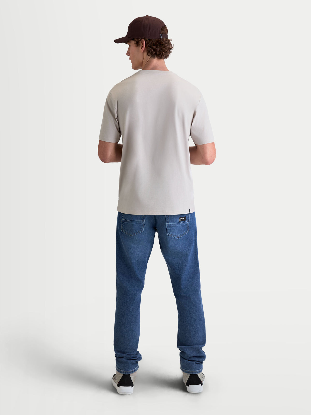 Alpinestars Elliptogrit CSF Tee, Men's Short Sleeve Sportswear T-Shirt in Cement Gray, back view on model, crafted from a premium cotton-poly blend for a casual motorsport-inspired look.