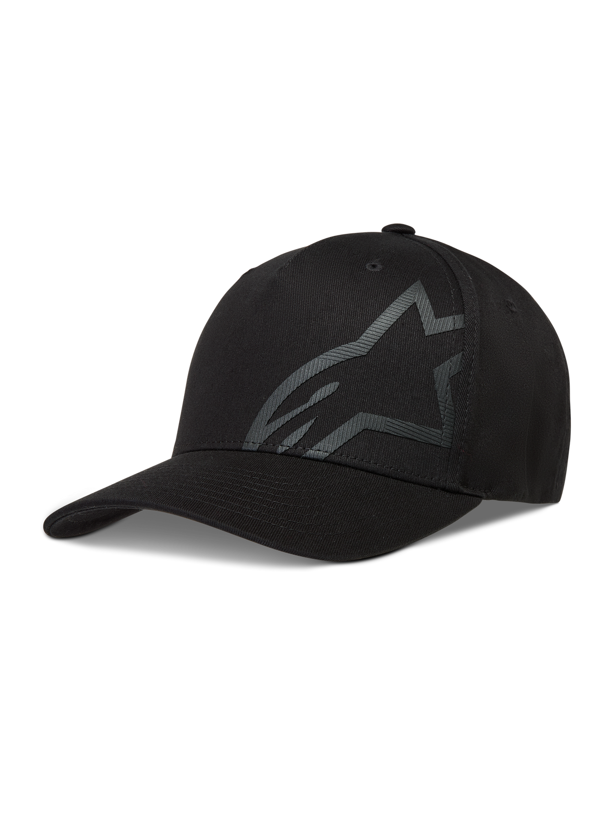 Alpinestars Maze Hat, Black Sportswear Cap with a textured Astars Corp Shift logo, curved bill and structured crown.
