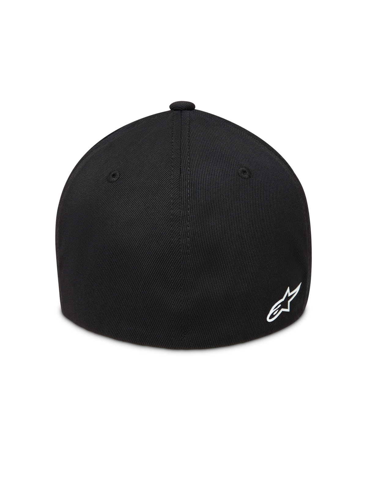 Alpinestars Points Hat, black sportswear baseball cap featuring a white Astars logo and flex back nylon tactel fabric.