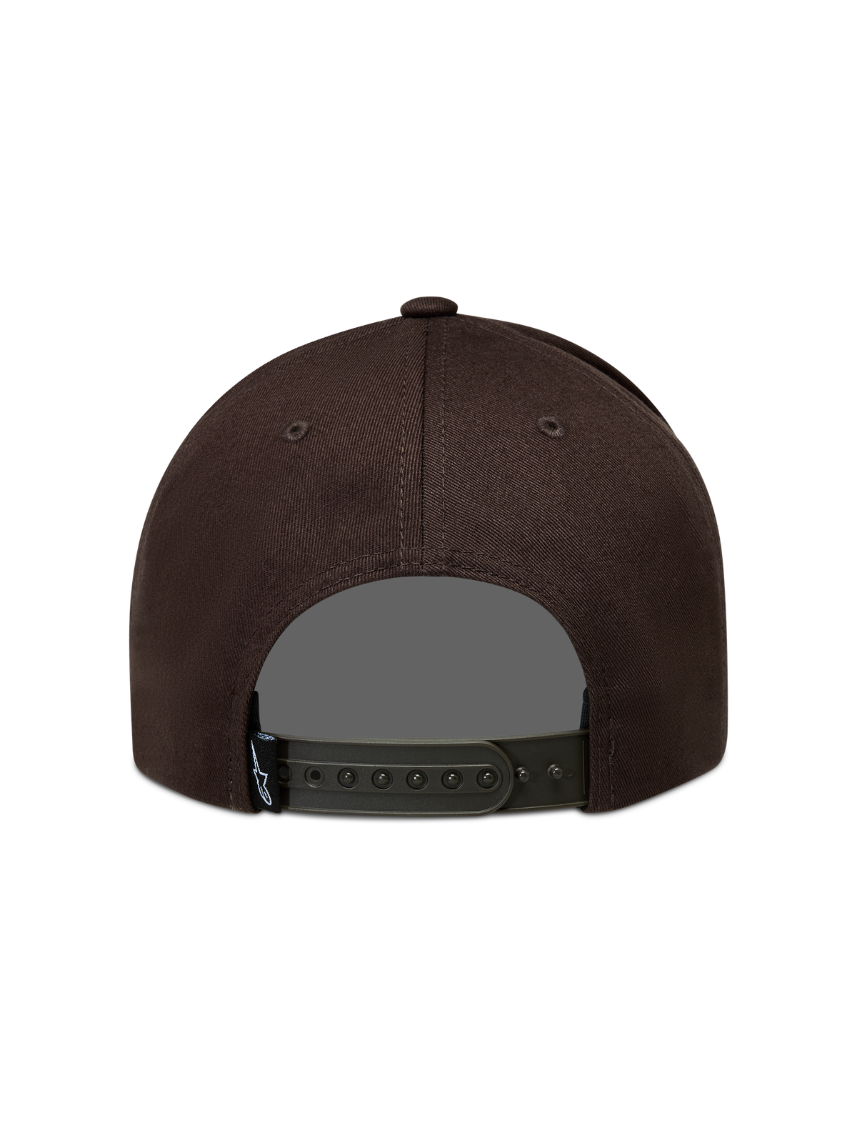 Alpinestars Combo Logo Snapback Hat, Brown Sportswear Hat with adjustable snapback closure and twill construction, rear view.