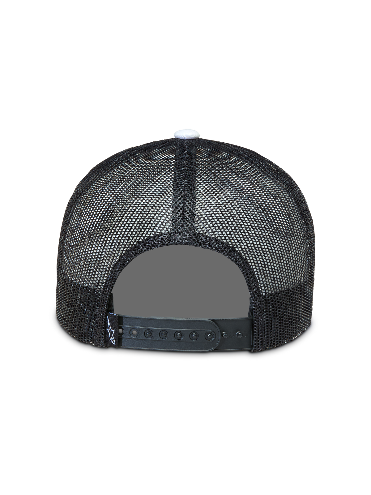 Alpinestars Gravel Trucker Hat, Black and White Sportswear Cap featuring Breathable Mesh Back and Snapback Closure.