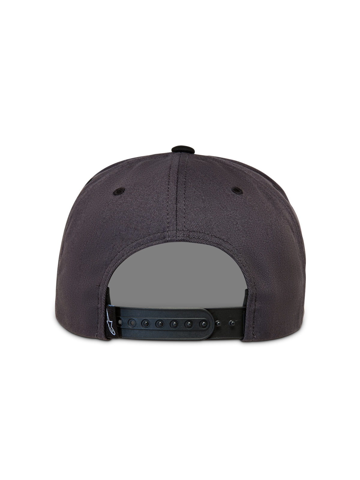 Alpinestars Stadium Snapback Hat, Sportswear Cap, Dark Gray and Black, rear view showing the adjustable snapback closure.