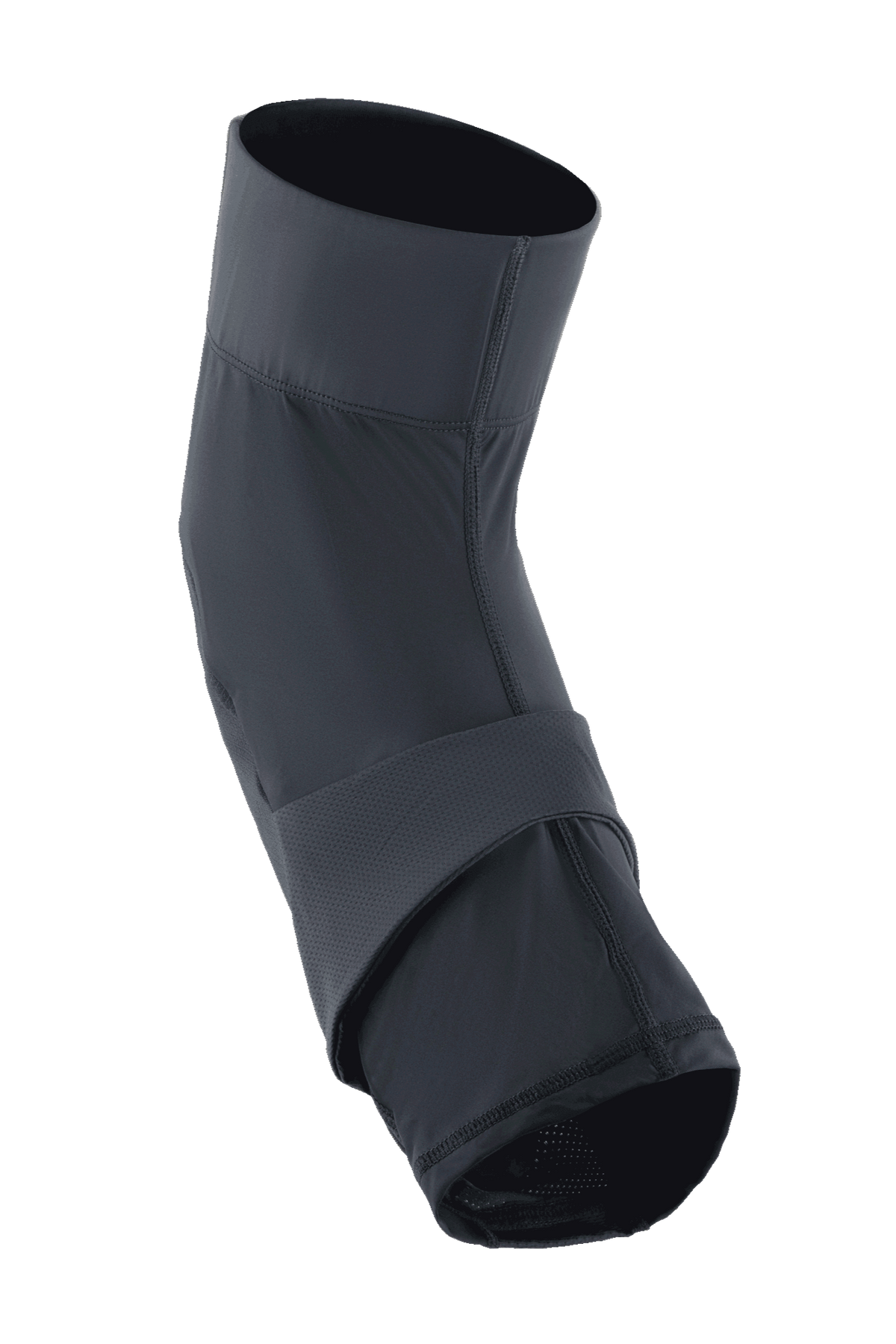 Alpinestars A-Motion Plasma Pro Knee Protector, MTB Knee Guard, Black, slip-on sleeve with pre-curved ergonomic design, features a central compression band and breathable stretch mesh panels.