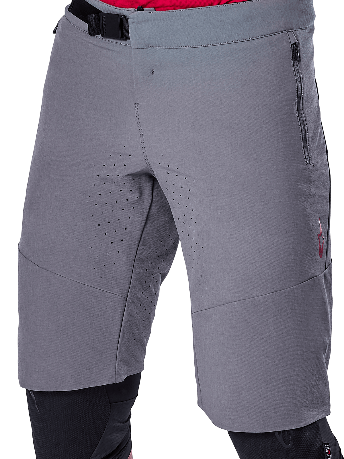 Alpinestars A-Aria Elite Shorts, Men's MTB mountain biking shorts, Dark Gray, featuring magnetic buckle and ventilation.