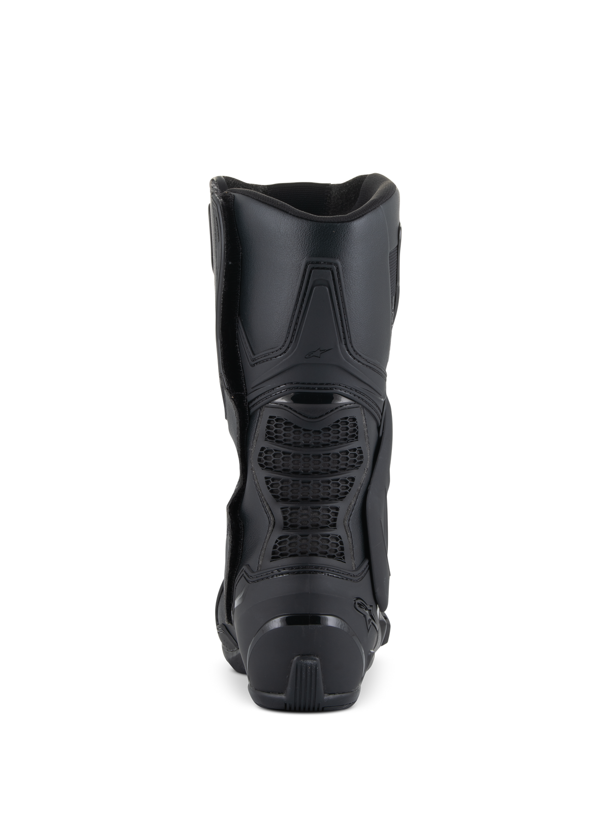 Alpinestars SMX-6 V3 Boots, Performance Motorcycle Boots, Black, rear view showing the reinforced heel, 3D mesh back flexion zone, and sleek ergonomic design for track and street riding