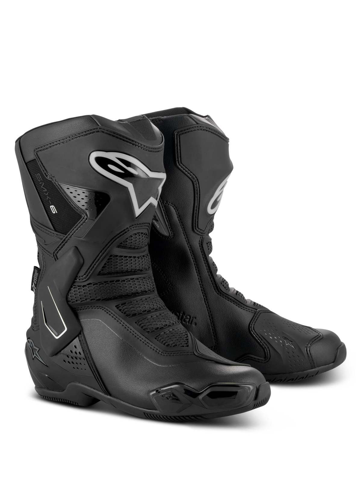 Alpinestars Stella SMX-6 V3 Drystar Boots, Women’s Performance Riding Boots, Black and Silver, waterproof microfiber upper with TPU protection, race-derived design for track and street