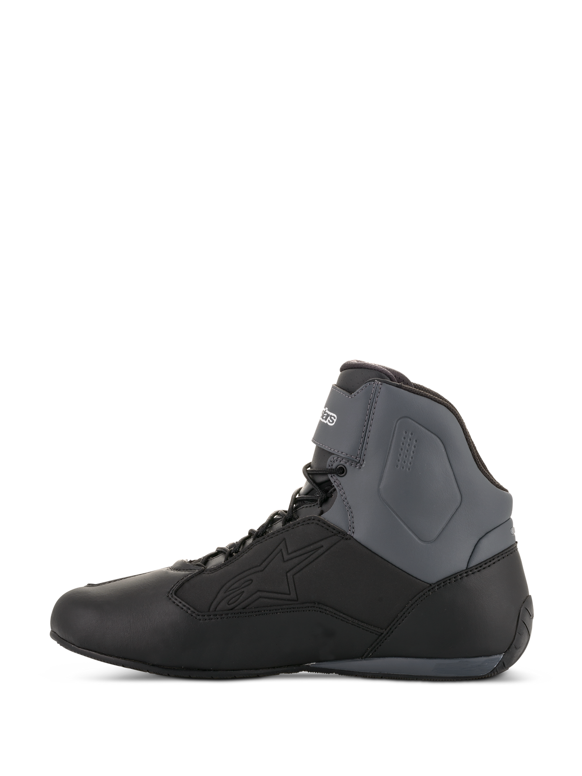 Alpinestars Faster-3 Drystar Riding Shoes, waterproof motorcycle road boots for men, black and gray synthetic microfiber.