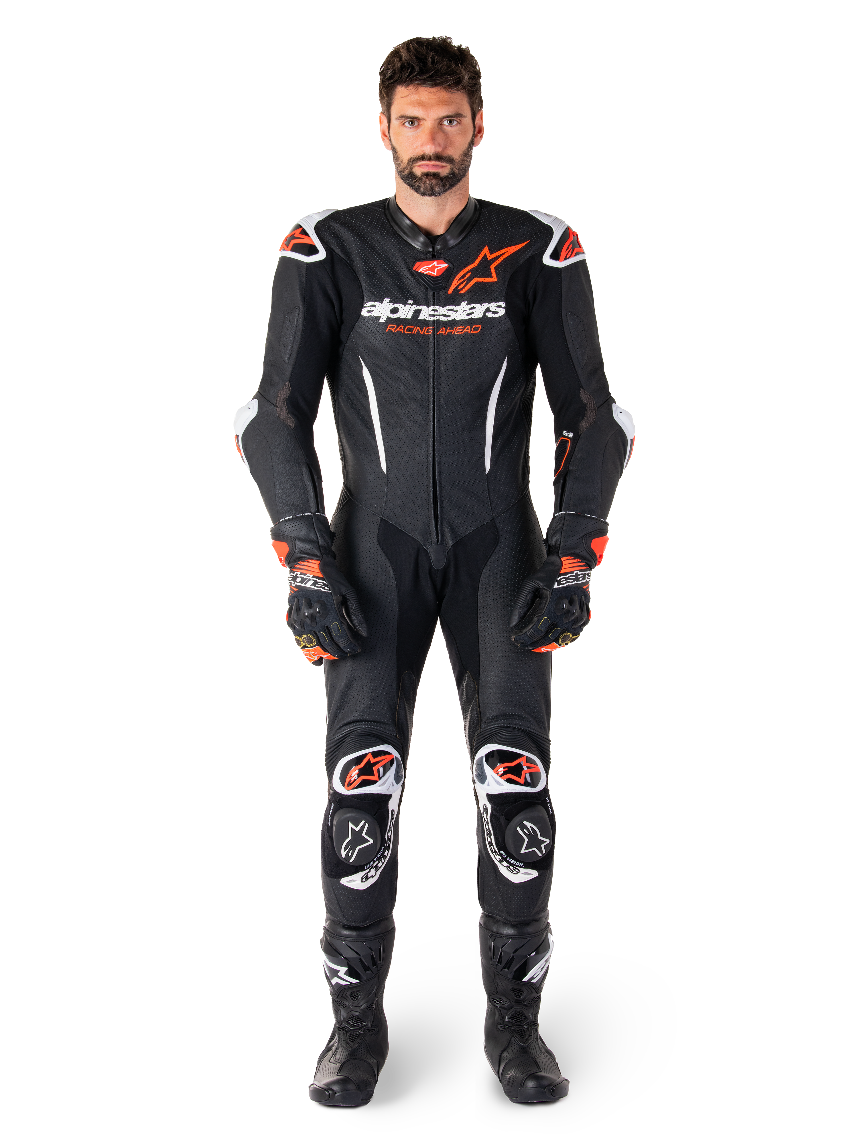 Alpinestars Leather Suit GP-R7 1 Piece Black / White / Fluo Red 54
