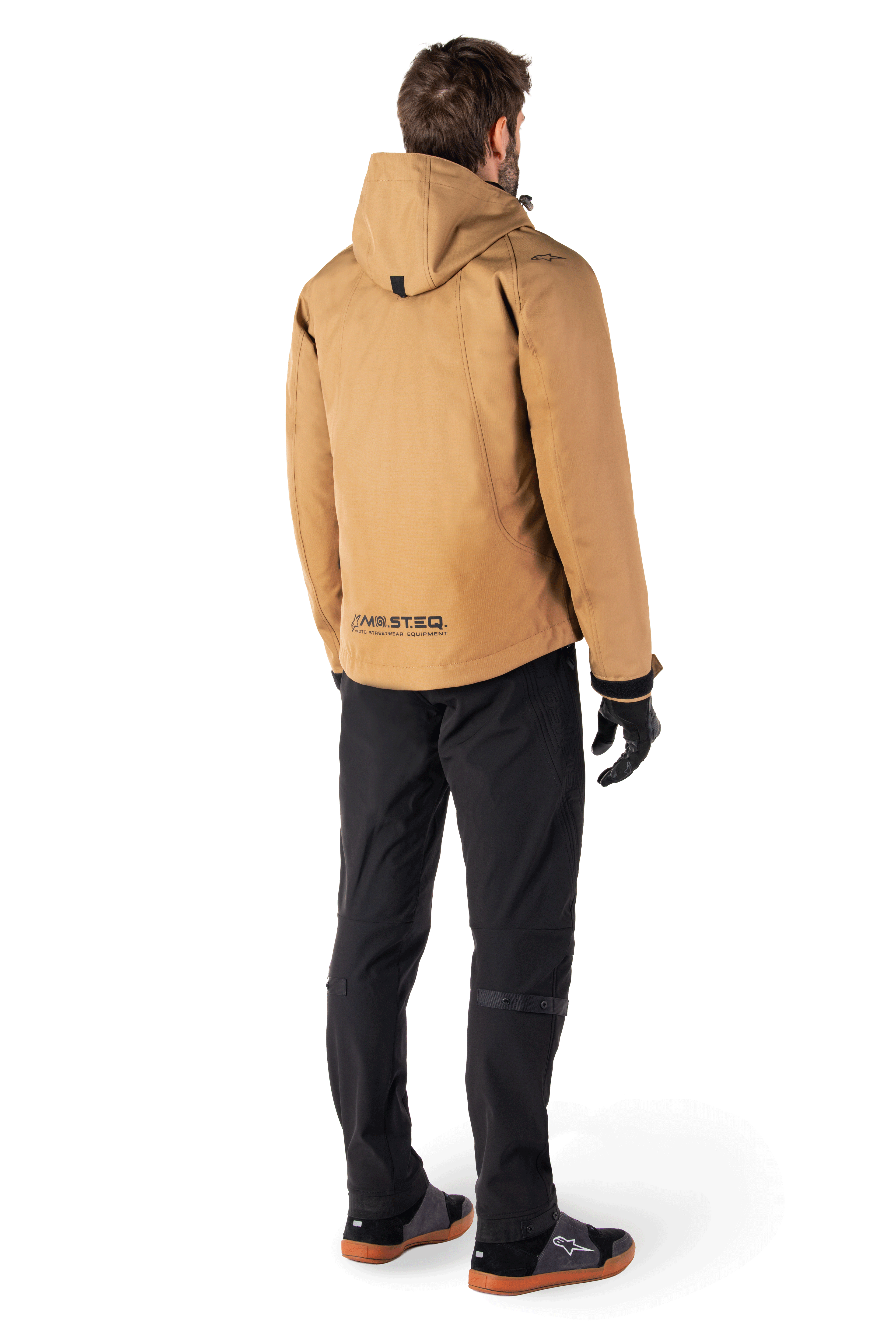 Alpinestars Alden Pants, Black, urban motorcycle pants, regular fit with a slim profile below the knee, quilted detailing on the sides and back, softshell textile construction, contemporary streetwear-inspired riding gear