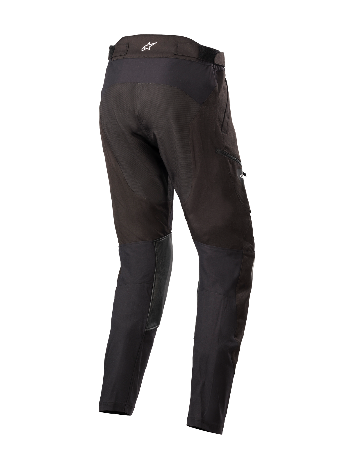 Alpinestars Venture XT In Boot Pants, Adventure Touring Motorcycle Pants, Black, rear view highlighting reinforced seat construction, technical stretch panels, and tapered in-boot leg design.