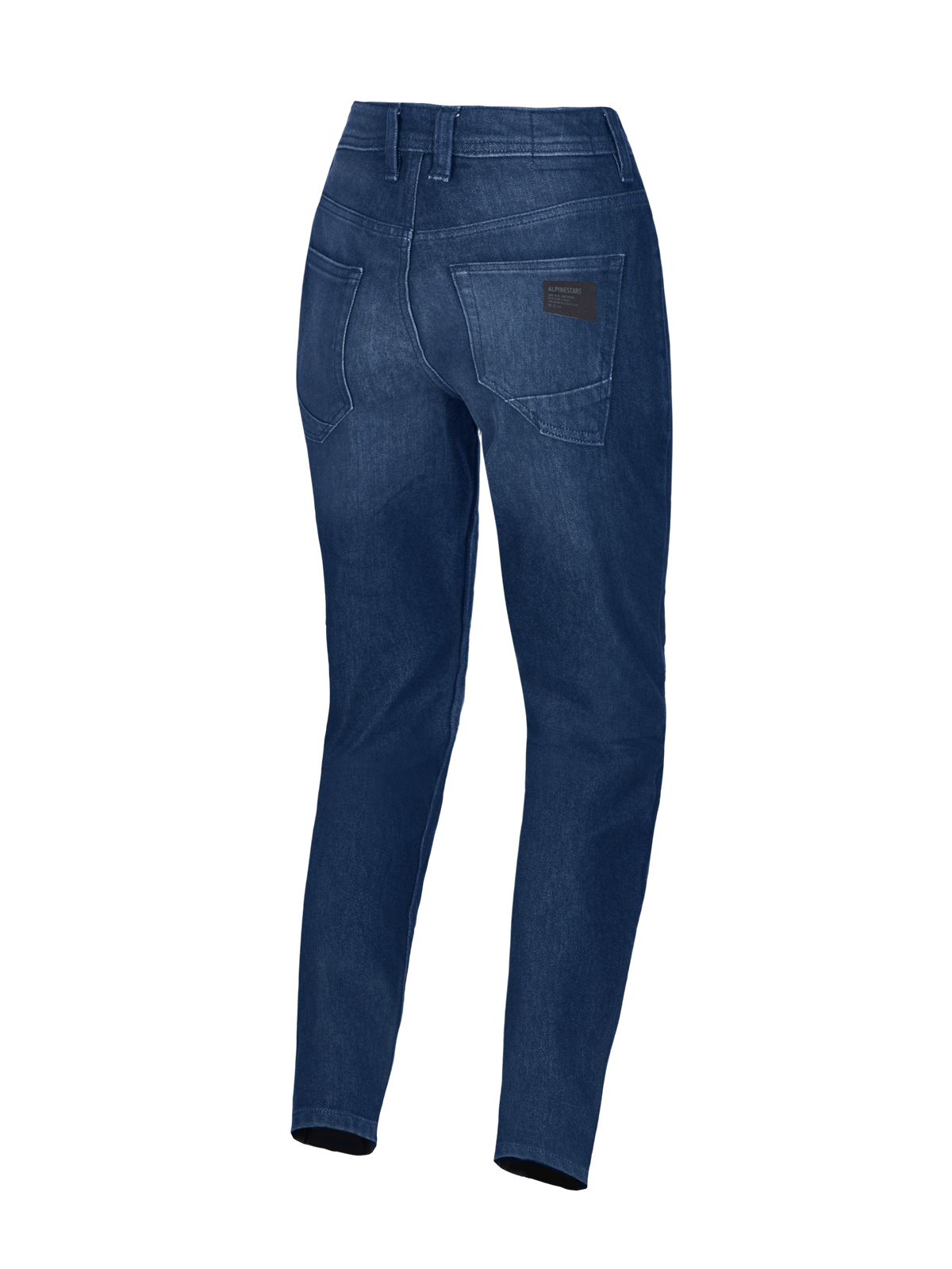 Alpinestars Stella Flex-AST 5 Denim Pants, Women's Motorcycle Denim Pants, Indigo Washed, back view showing single-layer tech denim construction and raised back waist