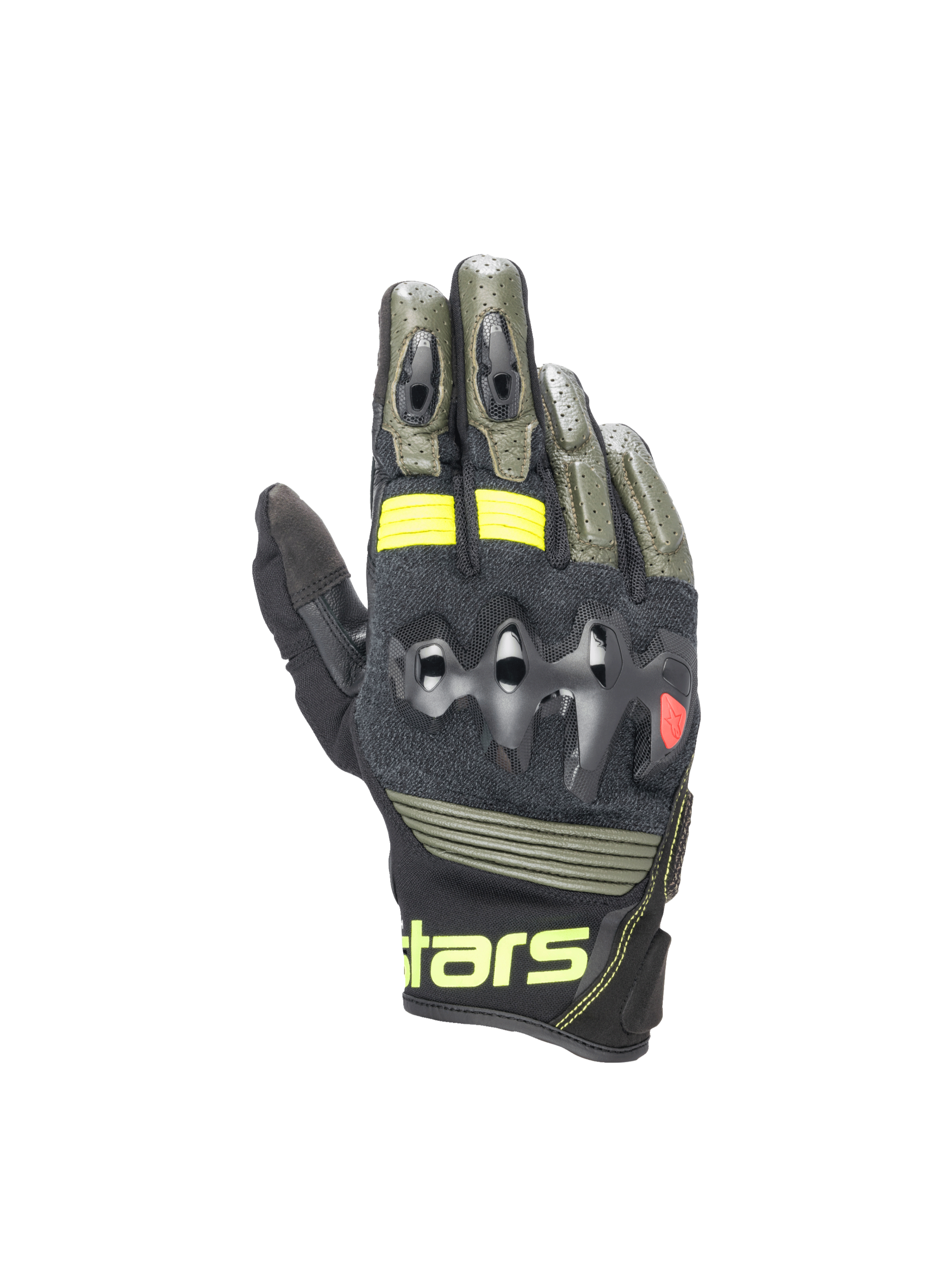 Alpinestars Halo Leather Gloves Forest Black/Fluo Yellow XL