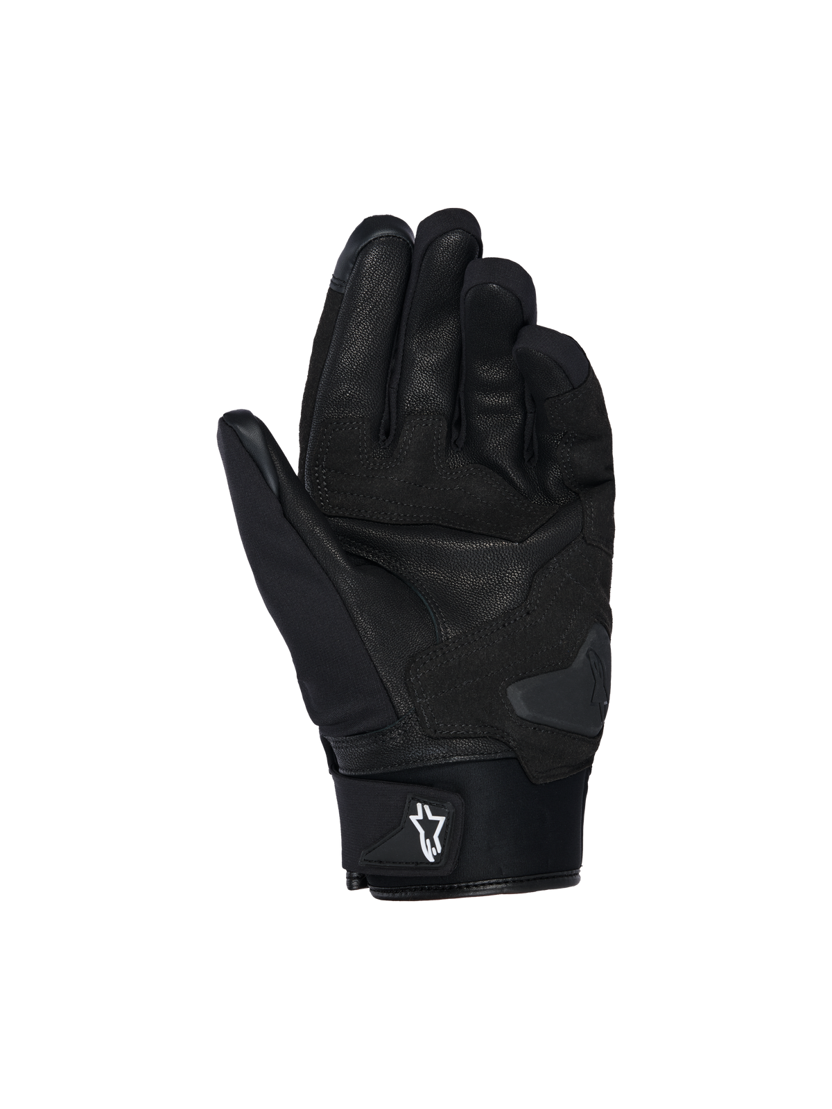 Alpinestars SP X Z Waterproof Gloves, Motorcycle Gloves, Black, palm view showing leather construction, reinforced padding, and palm slider for abrasion resistance