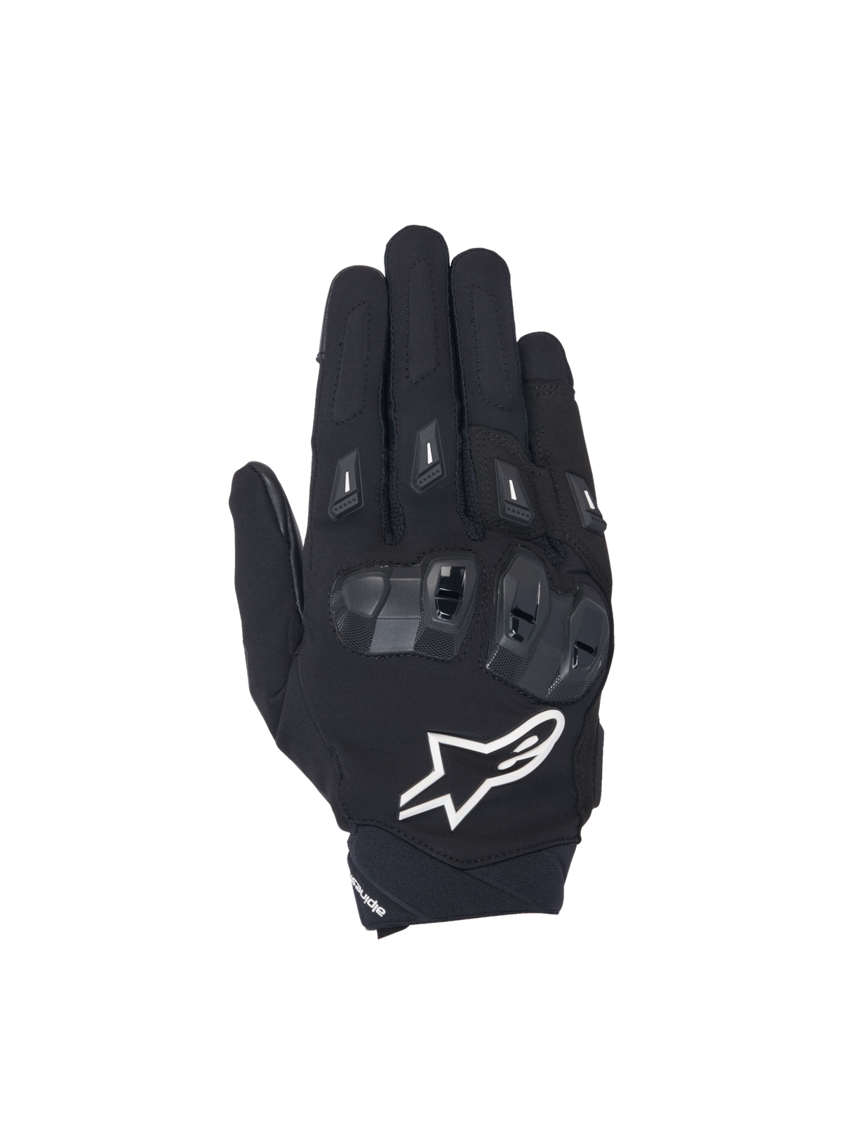 Alpinestars SP X 3 Gloves, men's motorcycle racing gloves in black and white with TPU knuckle protection and mesh panels.