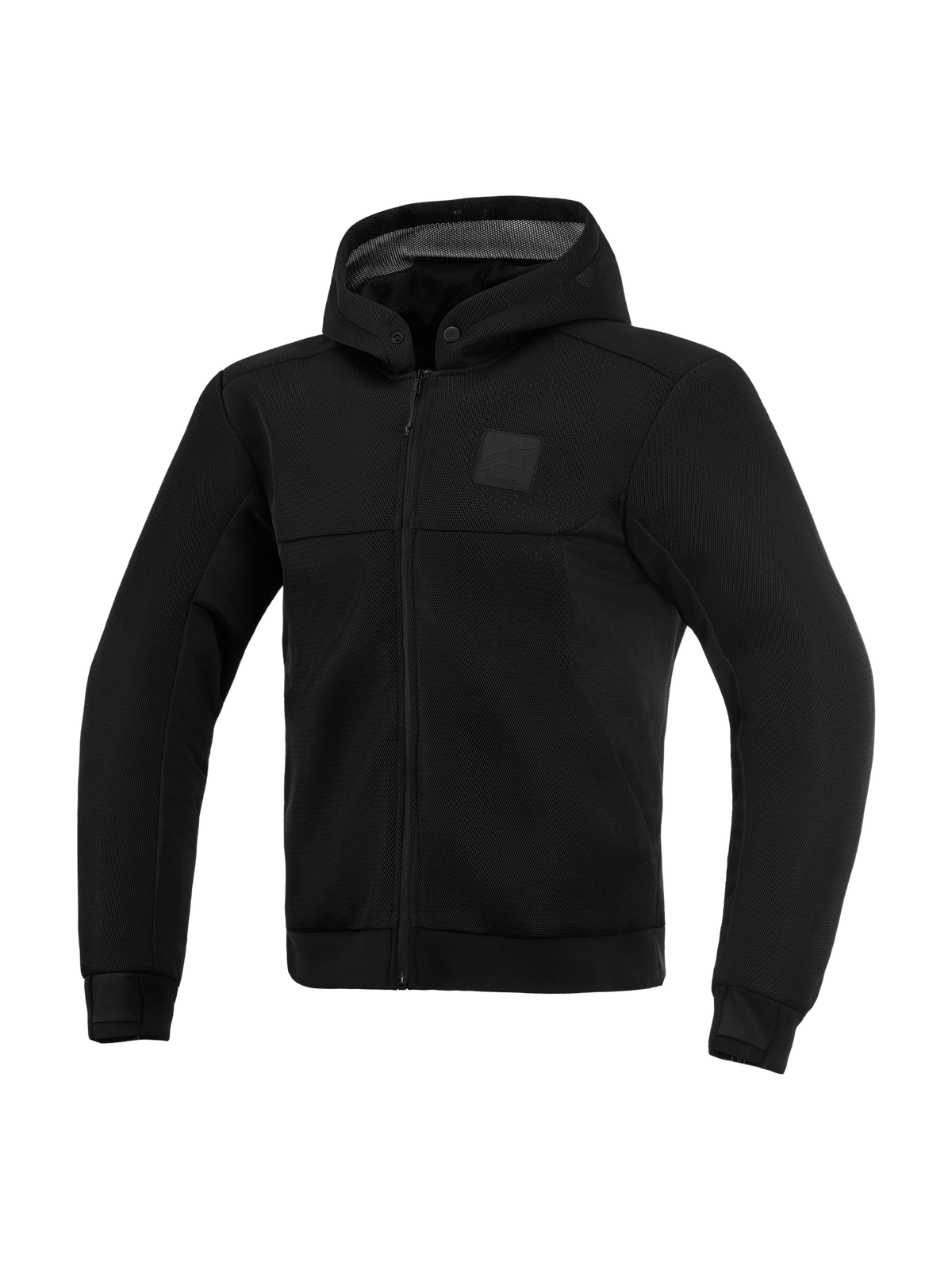 Alpinestars Chrome Superairflow Hoodie, Men's Casual Motorcycle Riding, Black, 3D Mesh with Nucleon Flex Plus armor.