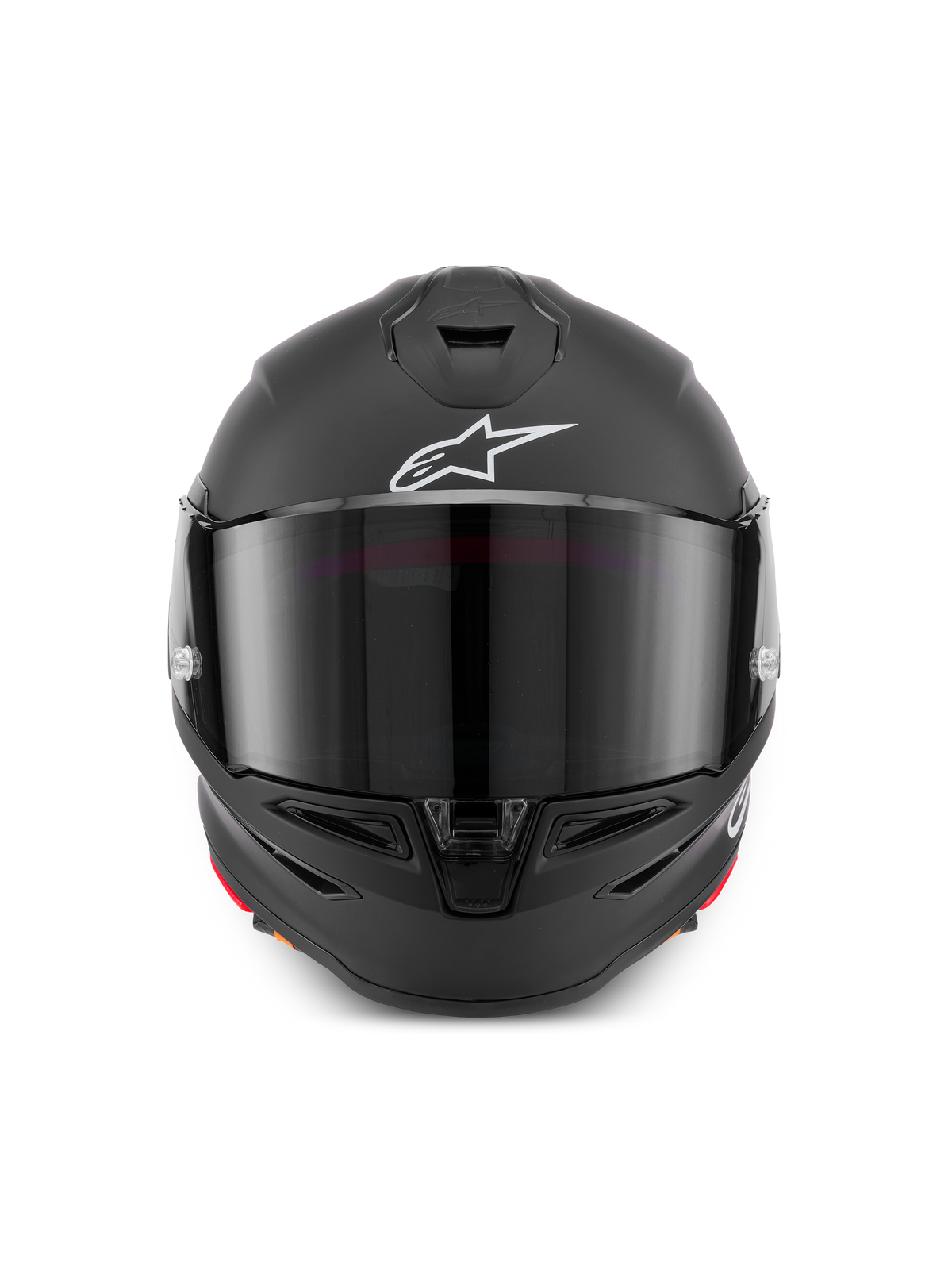 Alpinestars S-R7 Solid Helmet, Matte Black motorcycle helmet featuring a tinted visor and white Astar logo, ECE06 and DOT certified carbon composite road helmet