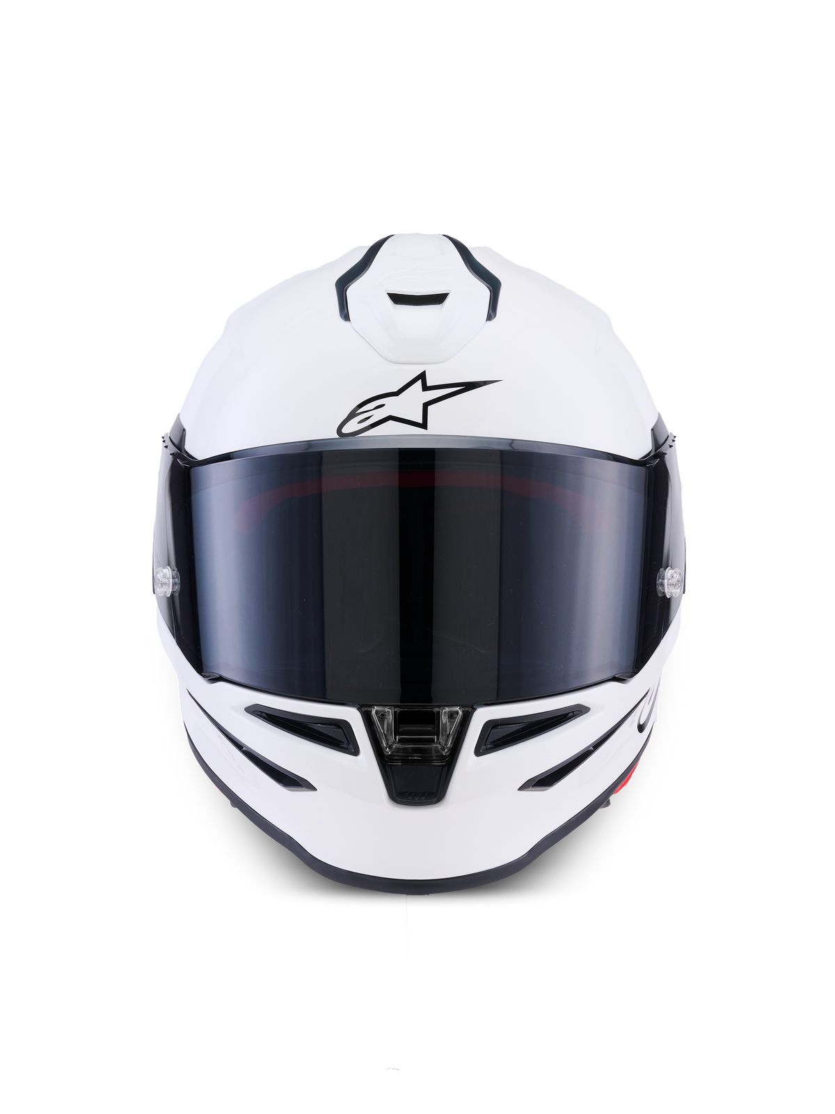 Alpinestars S-R7 Solid Helmet ECE06/DOT, motorcycle road helmet, White Glossy, featuring carbon composite construction and tinted visor, front view