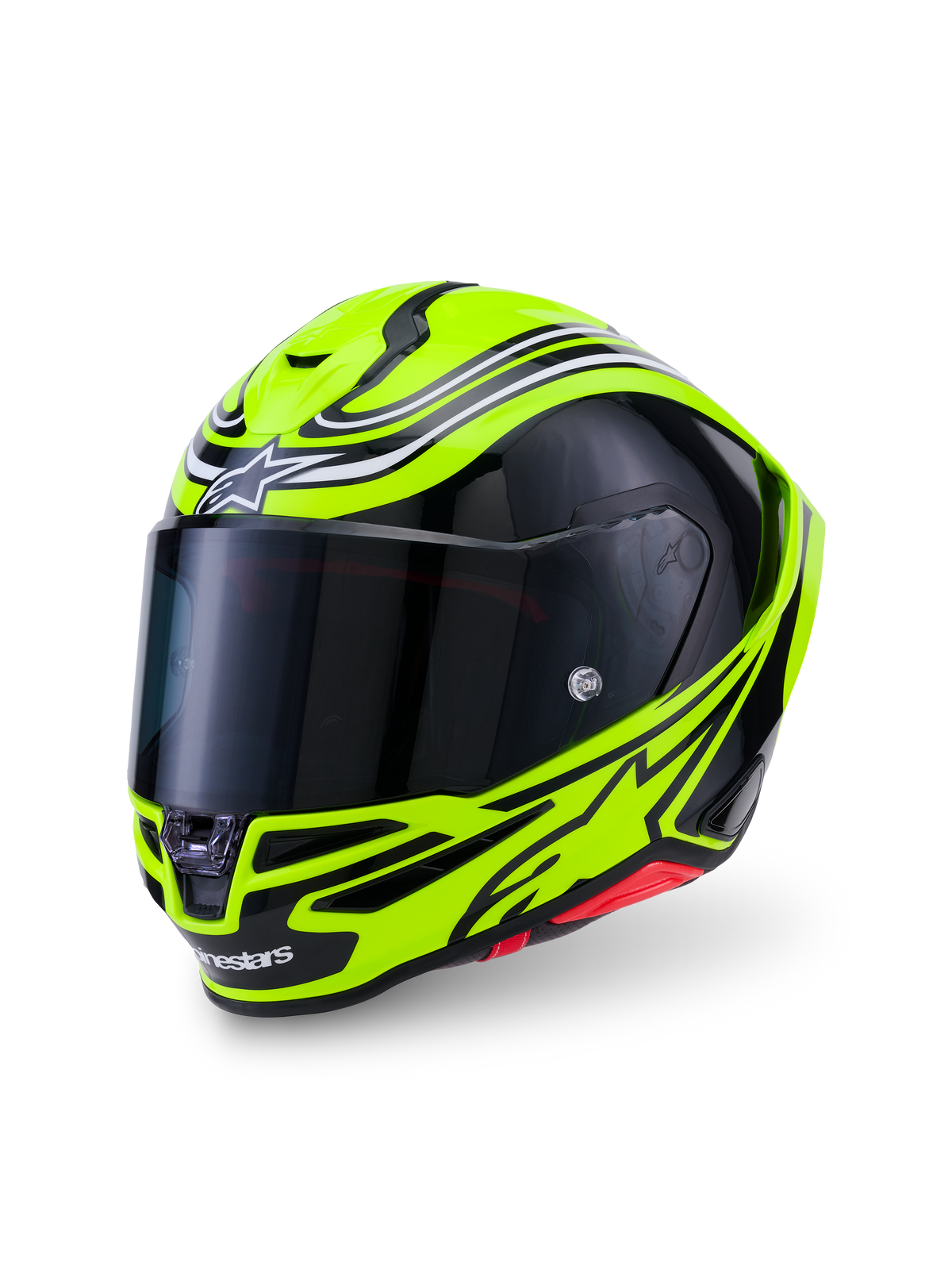 Alpinestars S-R7 Zeal Helmet ECE06/DOT, Motorcycle Racing Helmet, Yellow Fluo, Black and White, carbon composite shell with advanced aerodynamics and clear visor