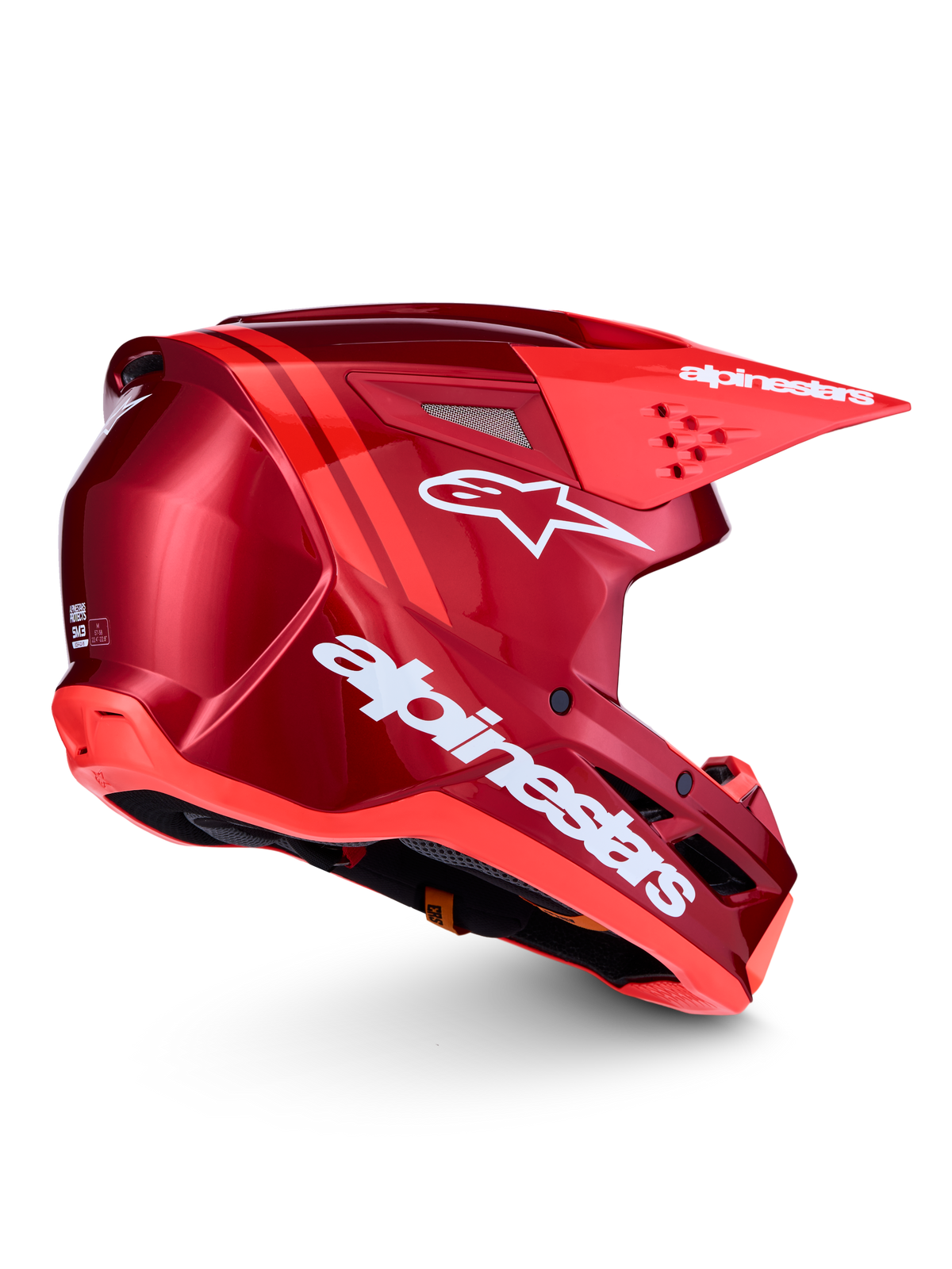 Alpinestars SM3 Radium Helmet, Red and White motocross head protection with advanced polymer shell and ECE 2206 certification.