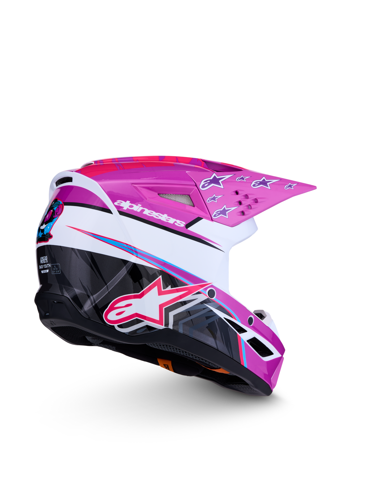 Alpinestars SM3 Youth Falcon Helmet, Youth Motocross Helmet, Purple and Pink Glossy, ECE 22.06 Certified.