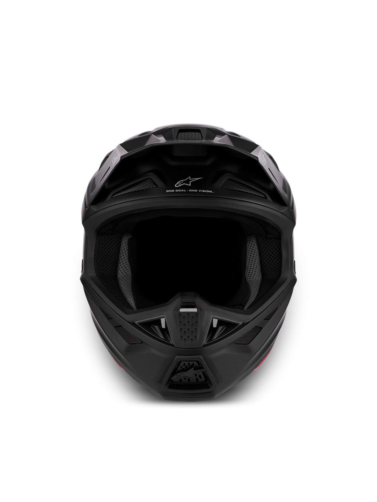 Alpinestars S-M7 Solid Helmet, Motocross Racing, Black, ECE 22.06 and DOT certified, aerodynamic front view.