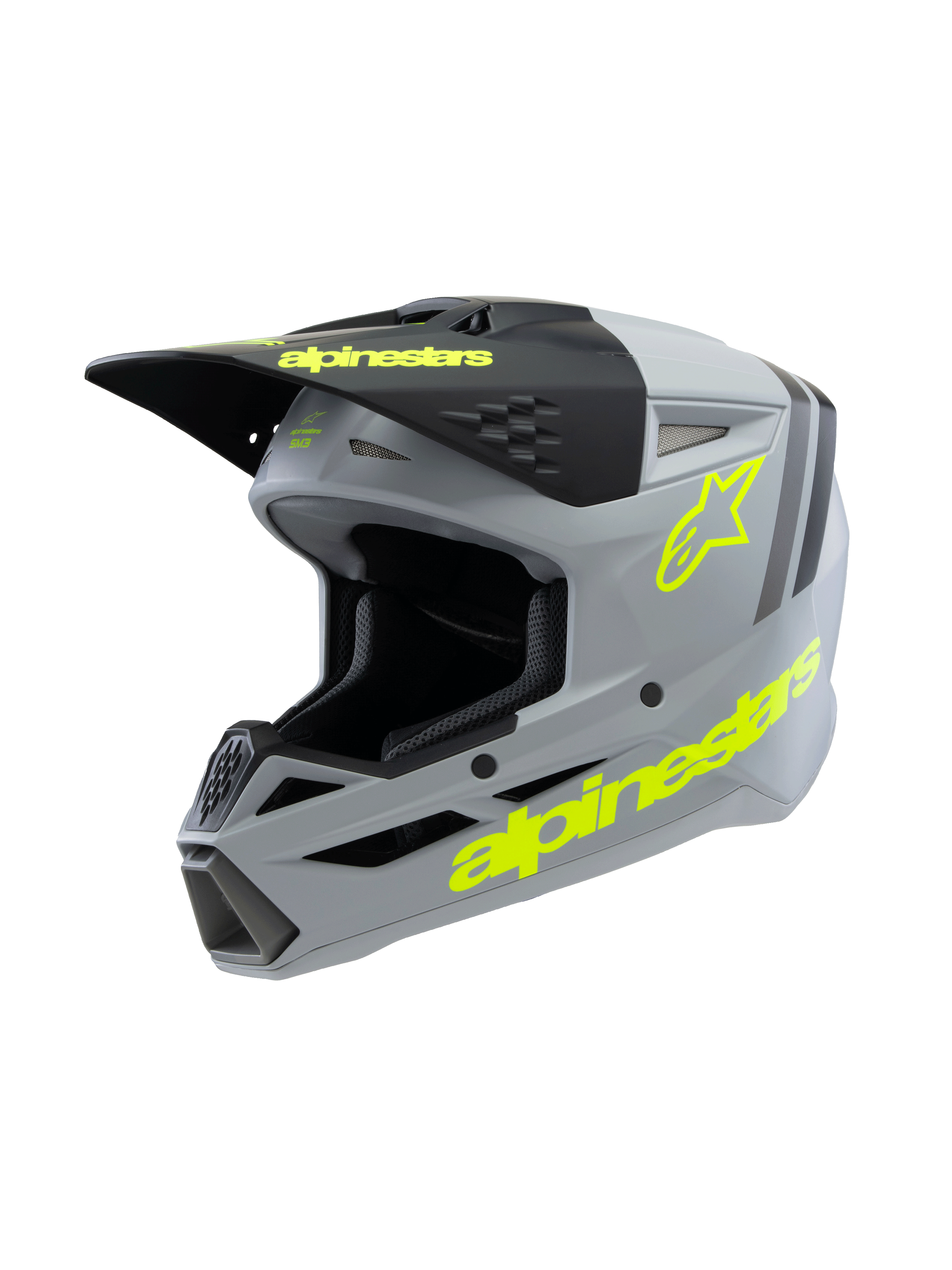 Alpinestars Youth SM3 Helmet Radium Matte Gray Black Yellow Fluo Medium