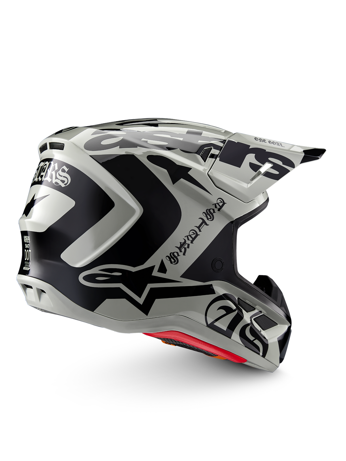 Alpinestars Limited Edition S-M7 Wolf Dust Helmet, motocross gear, Dune and Black, ECE and DOT certified aerodynamic shell.