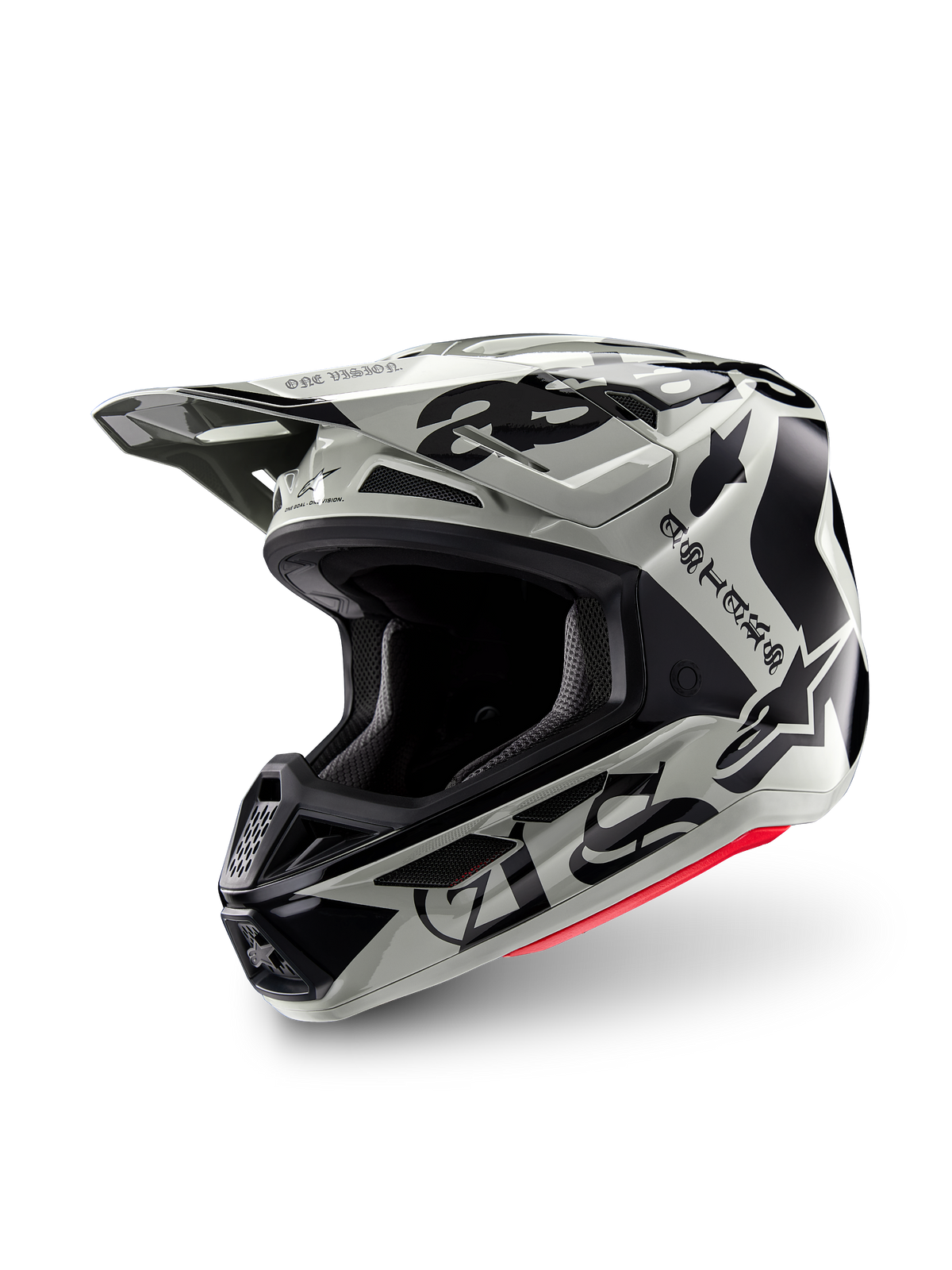 Alpinestars Limited Edition S-M7 Wolf Dust Helmet, ECE/DOT certified motocross racing helmet in dust beige and black graphics.