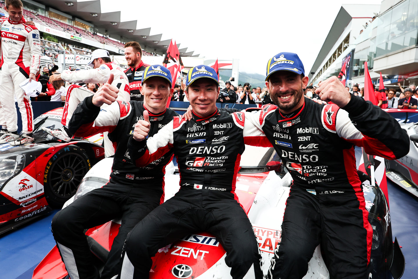 NUMBER 7 CAR OF KAMUI KOBAYASHI, JOSE MARIA LOPEZ AND MIKE CONWAY WINS WORLD ENDURANCE CHAMPIONSHIP 6 HOURS OF FUJI IN ALPINESTARS 1-2 FINISH WITH THE NUMBER 8 CAR OF BRENDON HARTLEY, SEBASTIEN BUEMI AND RYO HIRAKAWA SECOND IN JAPAN