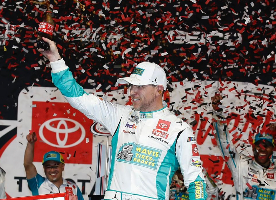DENNY HAMLIN SNATCHES LAST GASP NASCAR CUP SERIES RACE VICTORY AT RICHMOND RACEWAY, VIRGINIA