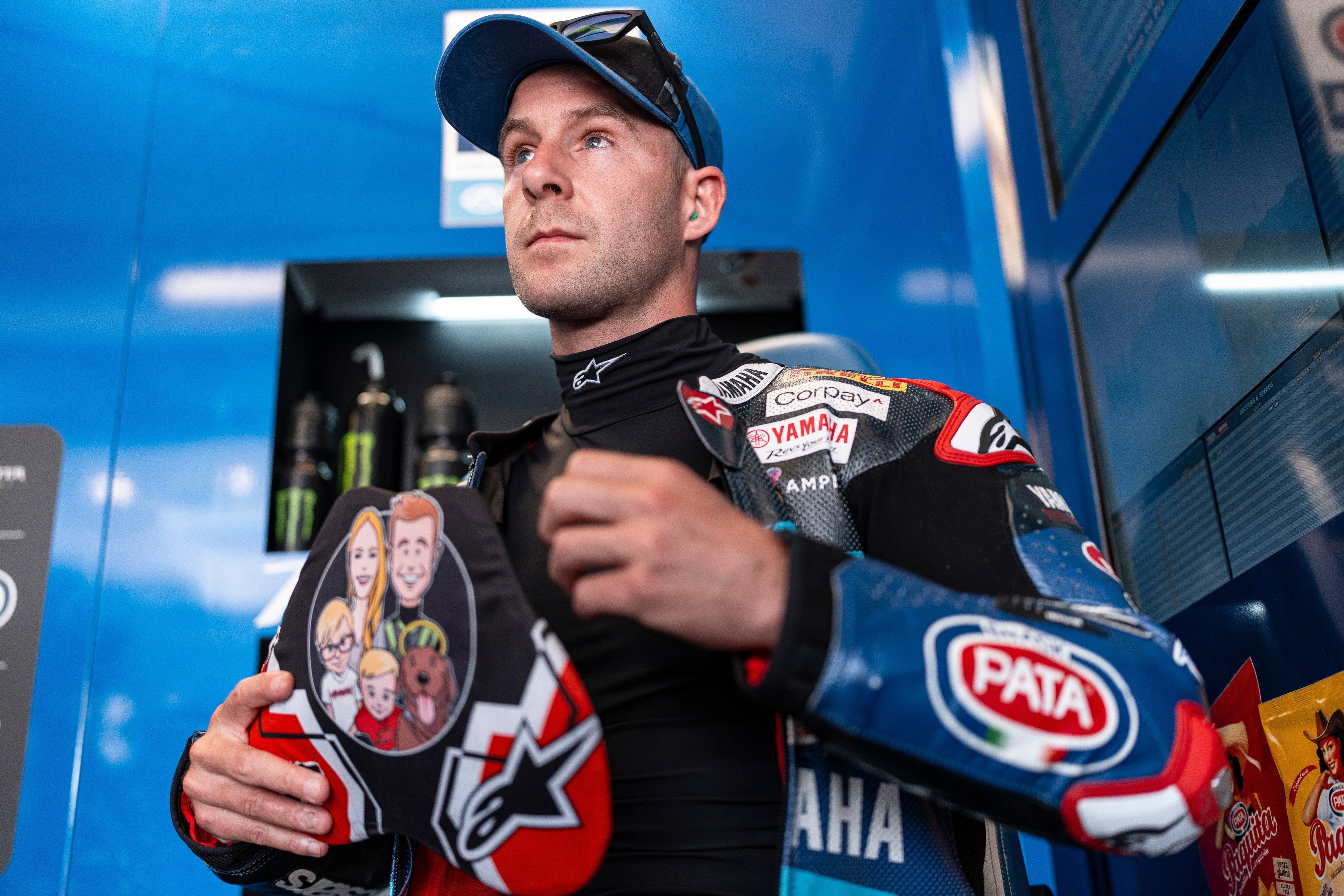 Jonathan Rea in the paddock wearing Alpinestars