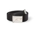 Alpinestars Ageless Web Belt, Black fabric belt with silver chrome metal buckle, debossed star logo, textured webbing, metal-tipped end with branding, casual sportswear accessory