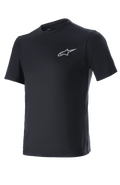 Alpinestars Vert Tech Tee, black short sleeve MTB performance shirt featuring moisture-wicking DriRelease recycled fabric.