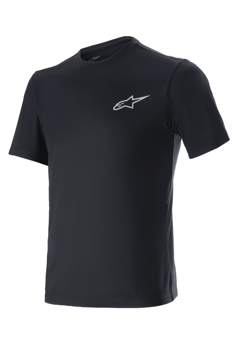 Alpinestars Vert Tech Tee, black short sleeve MTB performance shirt featuring moisture-wicking DriRelease recycled fabric.