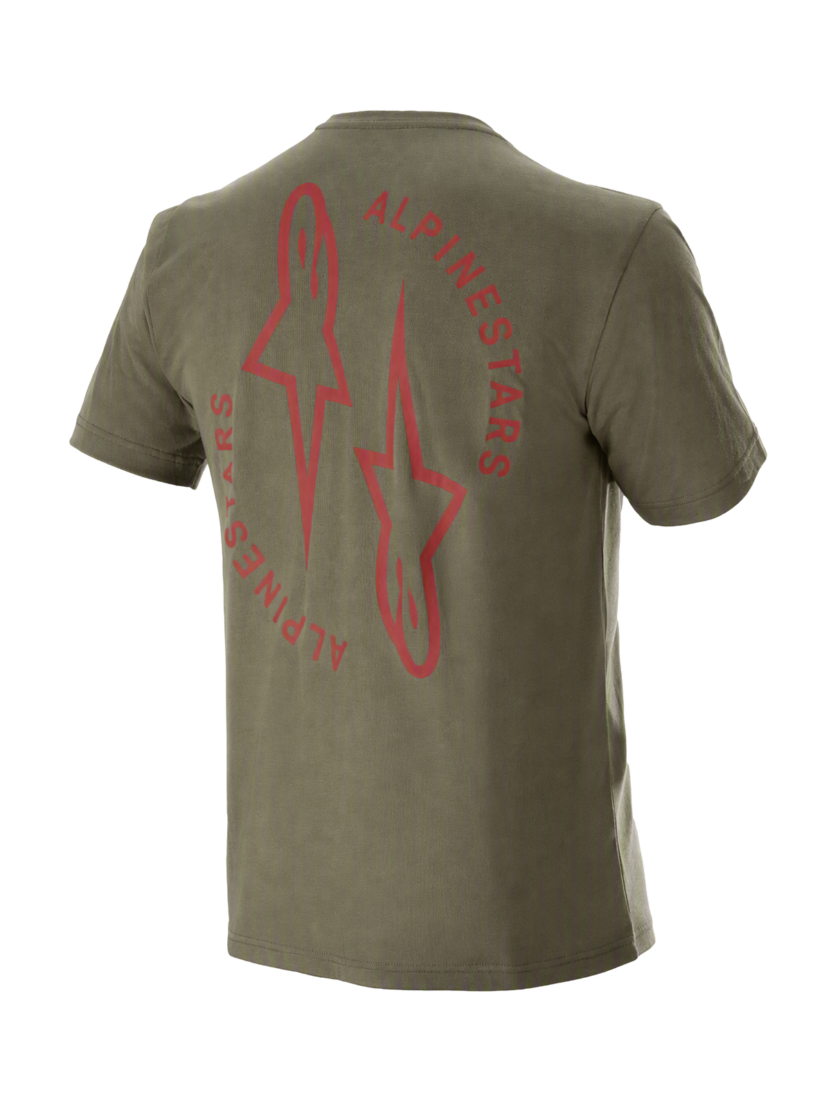 Alpinestars Vert Tech Tee, short sleeve mountain bike jersey, olive with red back logo, DriRelease moisture wicking fabric, back view
