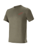 Olive Vert Tech Short Sleeve Tee, technical mountain bike jersey featuring moisture-wicking DriRelease fabric and a red Alpinestars chest logo.