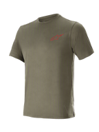 Olive Vert Tech Short Sleeve Tee, technical mountain bike jersey featuring moisture-wicking DriRelease fabric and a red Alpinestars chest logo.
