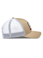 Alpinestars Cali 2.0 Hat, sand and white mesh trucker cap with a curved bill and structured crown for sportswear.