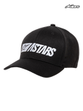 Alpinestars Reblaze Hat, casual motorsport cap in black with structured crown and white 3D embroidered logo