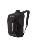 Alpinestars GFX V2 Backpack, Black sportswear bag with white branding, side mesh pockets, and durable polyester.