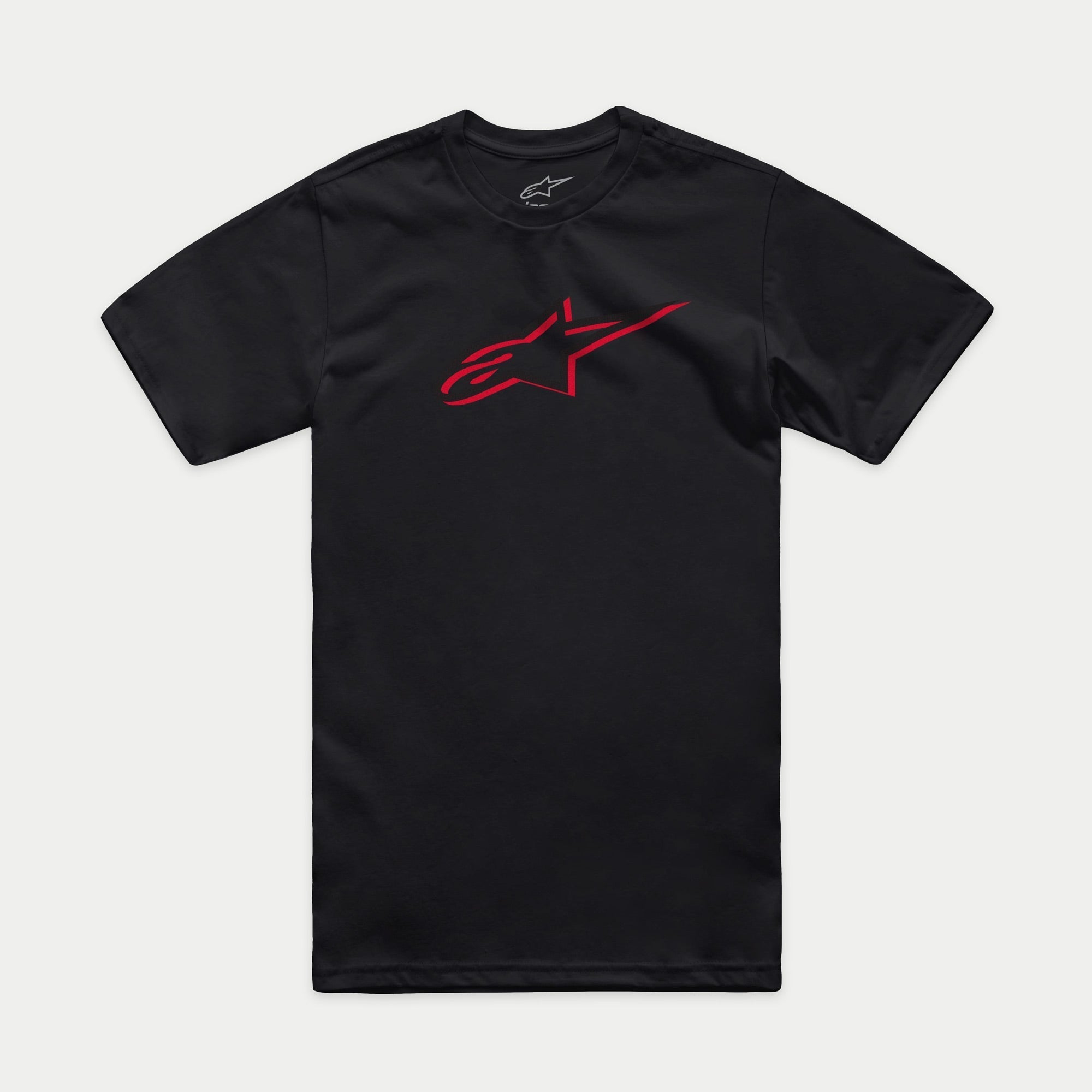 Alpinestars Ageless Shadow CSF Tee, Short Sleeve T-Shirt, Black, Red Ageless Shadow Logo Graphic on Chest, Casual Sportswear