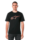 Alpinestars Ageless Shadow CSF Tee, Black Short Sleeve T-Shirt, Red and Gray Shadowed Astar Logo, Men's Casual Sportswear