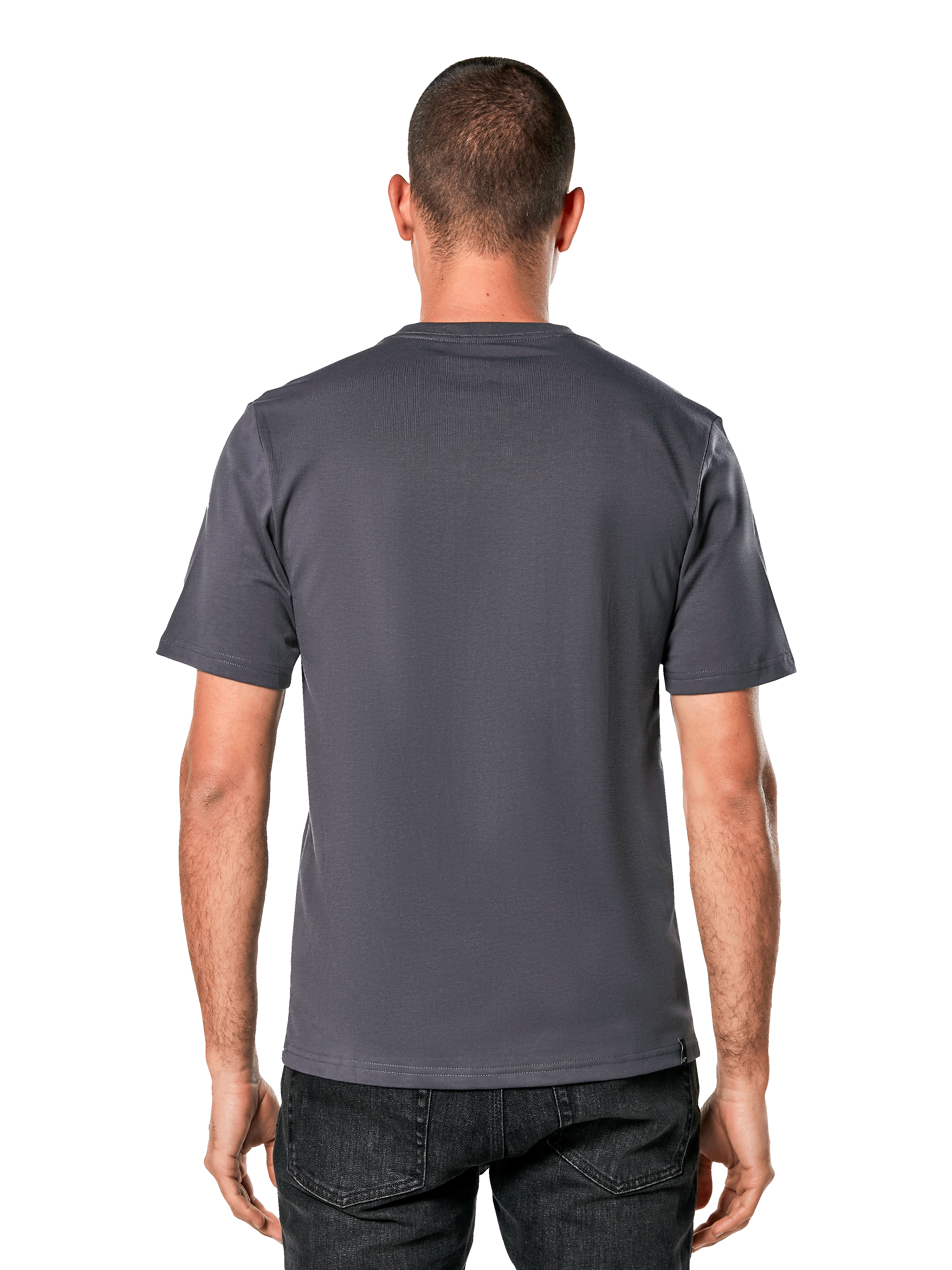 Alpinestars Always 2.0 CSF Tee, Short Sleeve T-Shirt, Charcoal Black Blue, back view, casual motorsport-inspired streetwear